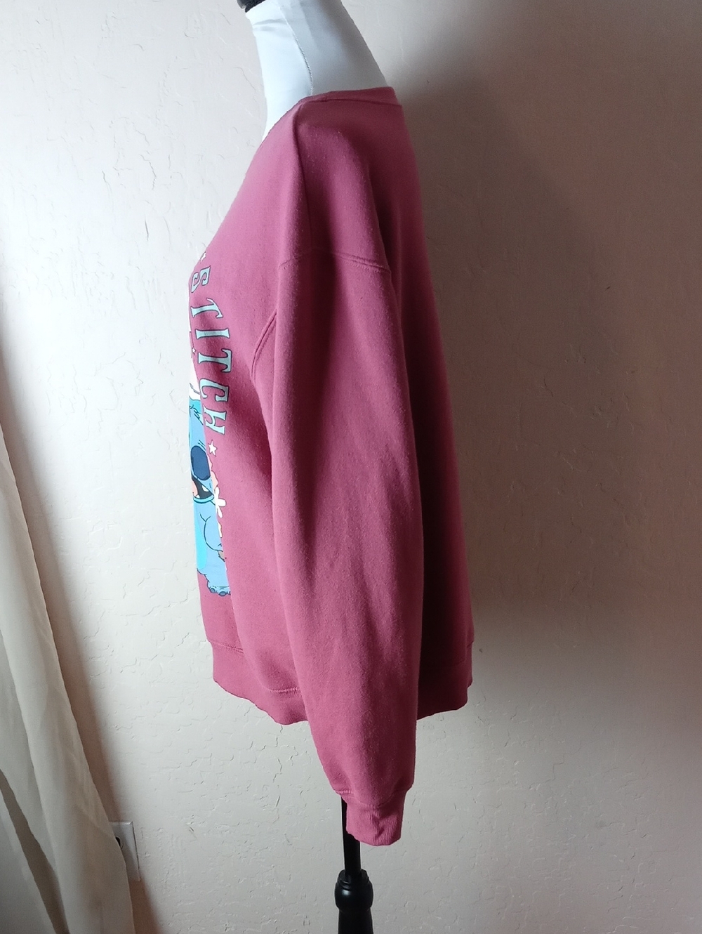 Disney Stitch Pink Rainbow Graphic Crewneck Sweatshirt - Picture 3 of 5